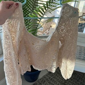Flying Tomato Cream Lace Crop Top